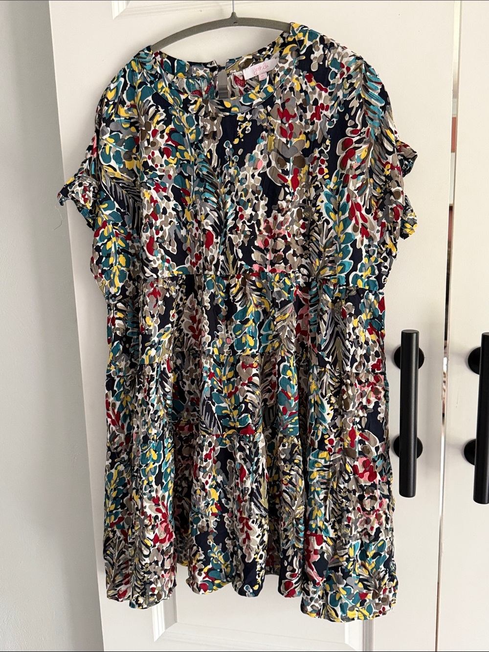 Floral Tiered Short Sleeve Women's Top - Multi XL